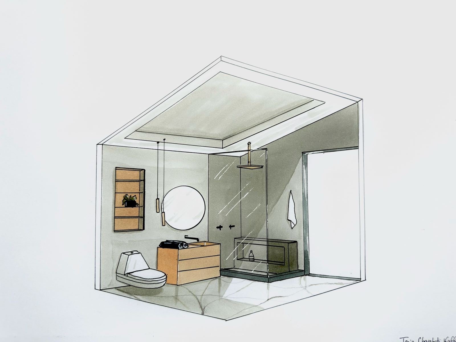 Baño axonometría